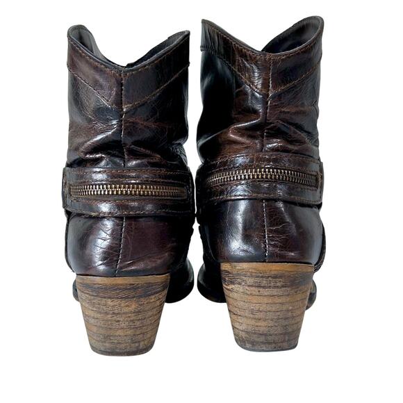 Vintage Leather Western Rodeo Slouchy Ankle Boots Harness Boho Cowgirl 7M - Picture 7 of 11